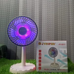 Joy Super JY-2217 Professional Rechargeable Portable Mini Table Fan Strong Wind Left to Right Oscillating Angle 45 Degrees - AC/DC